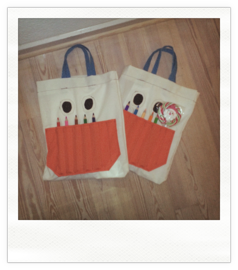 Jute monstertaschen mit Stiftehalter selbst gemacht
